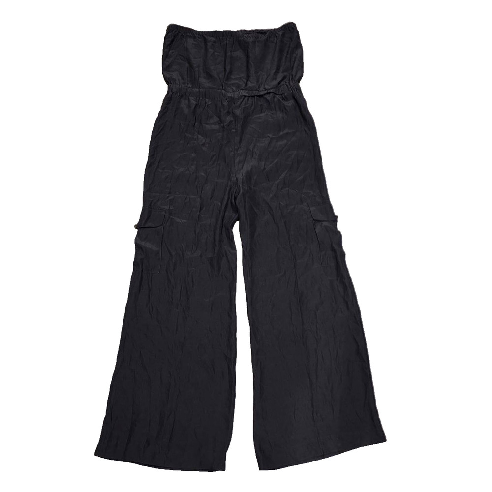 Cynthia Steffe wide legs Silk Jumpsuit Black Sz 12 A005220 - Picture 8 of 9